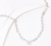 Collar solitario Diamonique de plata de ley con cadena de clip, 45,7 cm